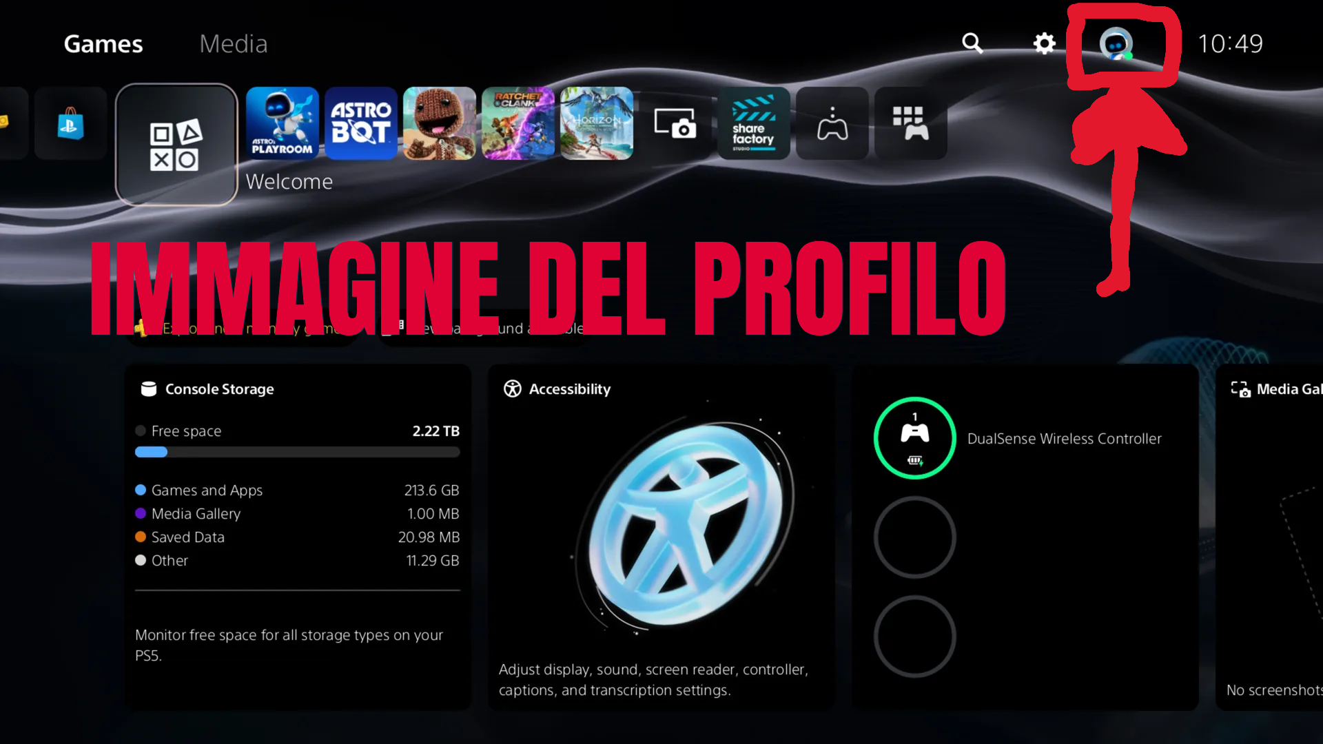 Clicca sull'icona del profilo in alto a destra