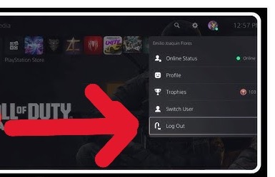 Seleziona Log Out dal menu